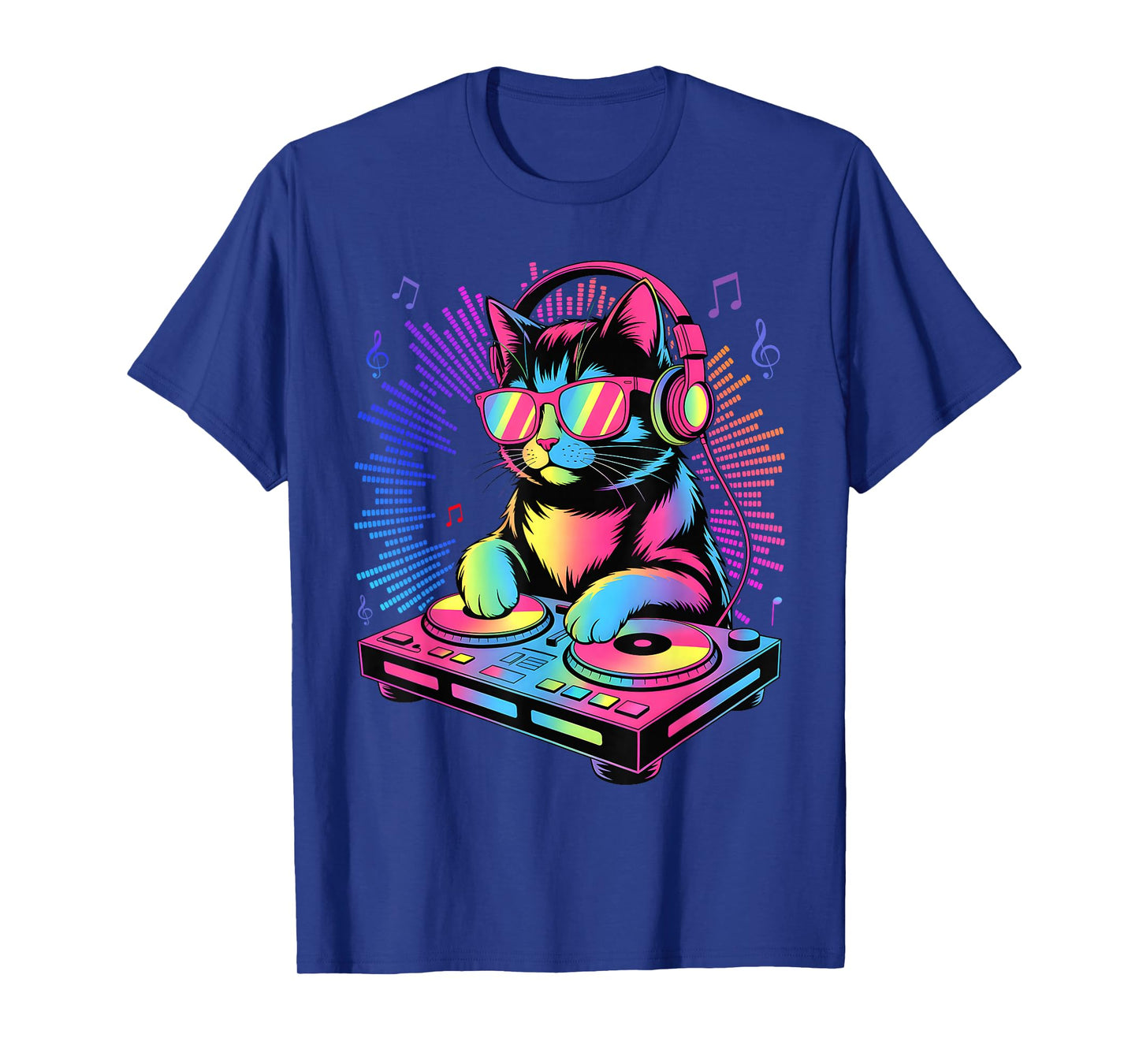 House DJ Cat Rainbow Kitty on Turntable Disco T-Shirt