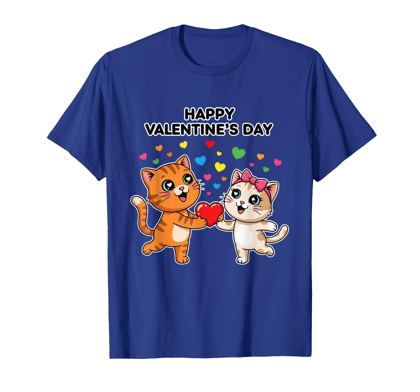 Happy Valentine’s Day Cute Cats Love Heart Cartoon T-Shirt