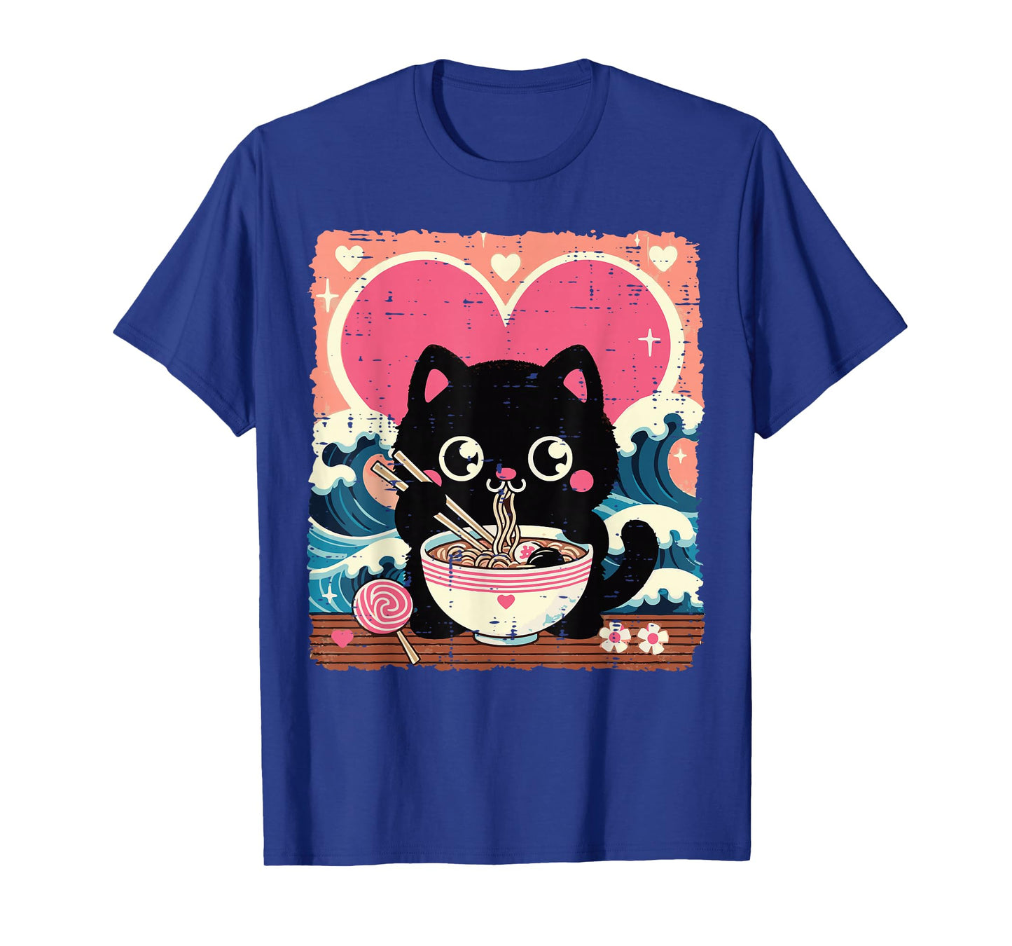 Valentines Day Cat Ramen Kawaii Japanese Girls Kids Women T-Shirt