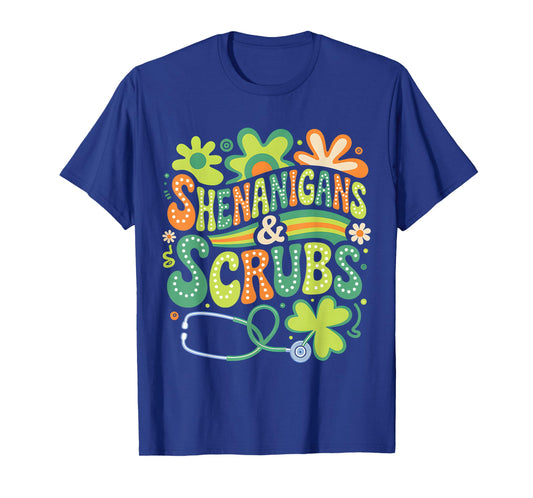 St Patricks Day Shenanigans Scrub Groovy Saint Pattys Nurse T-Shirt