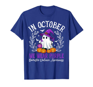 in October We Wear Purple Domestic Violence Halloween T-Shirt