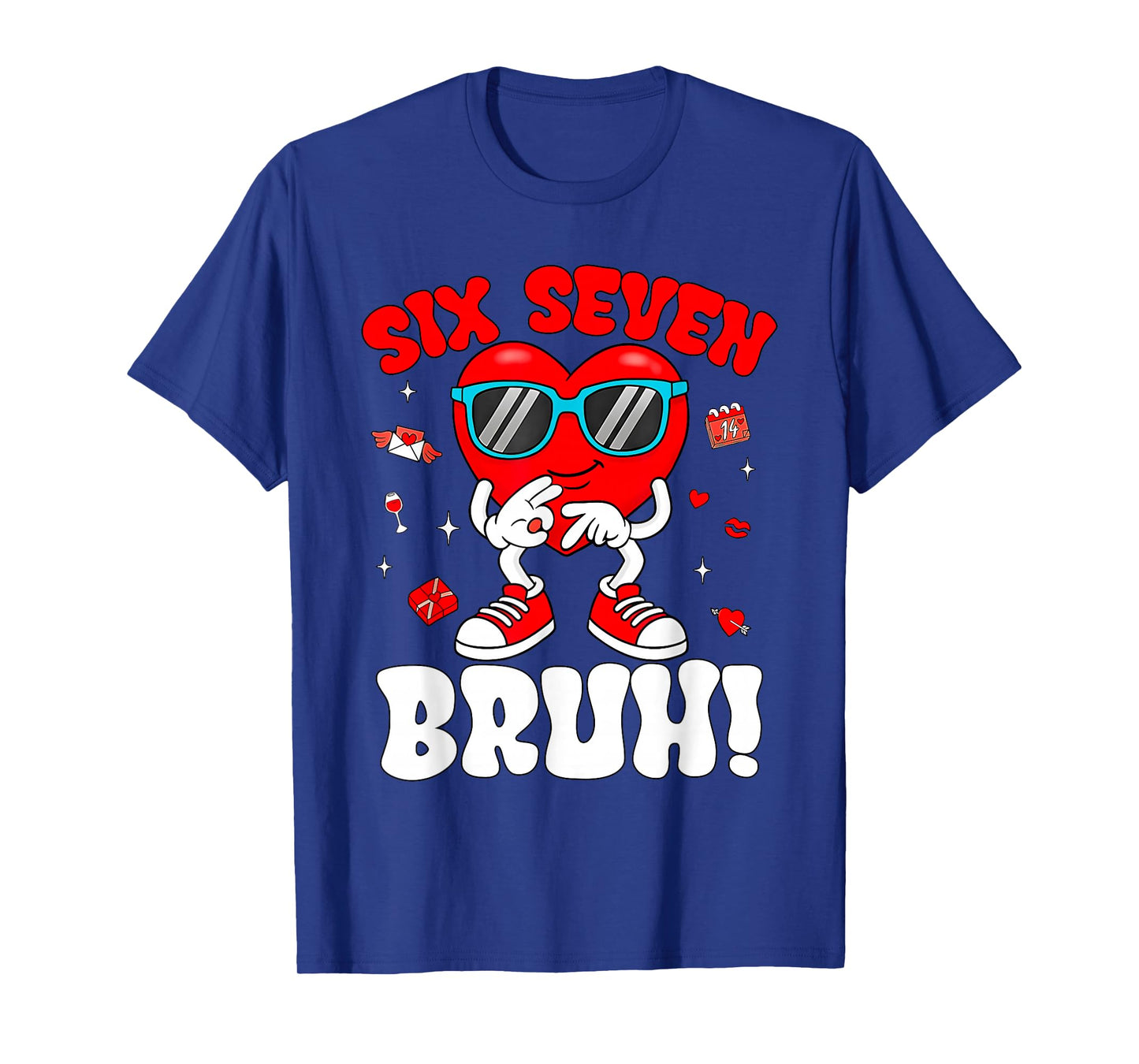Funny 6 7 Meme 67 Six Seven Bruh Valentine Heart Men Boy Kid T-Shirt