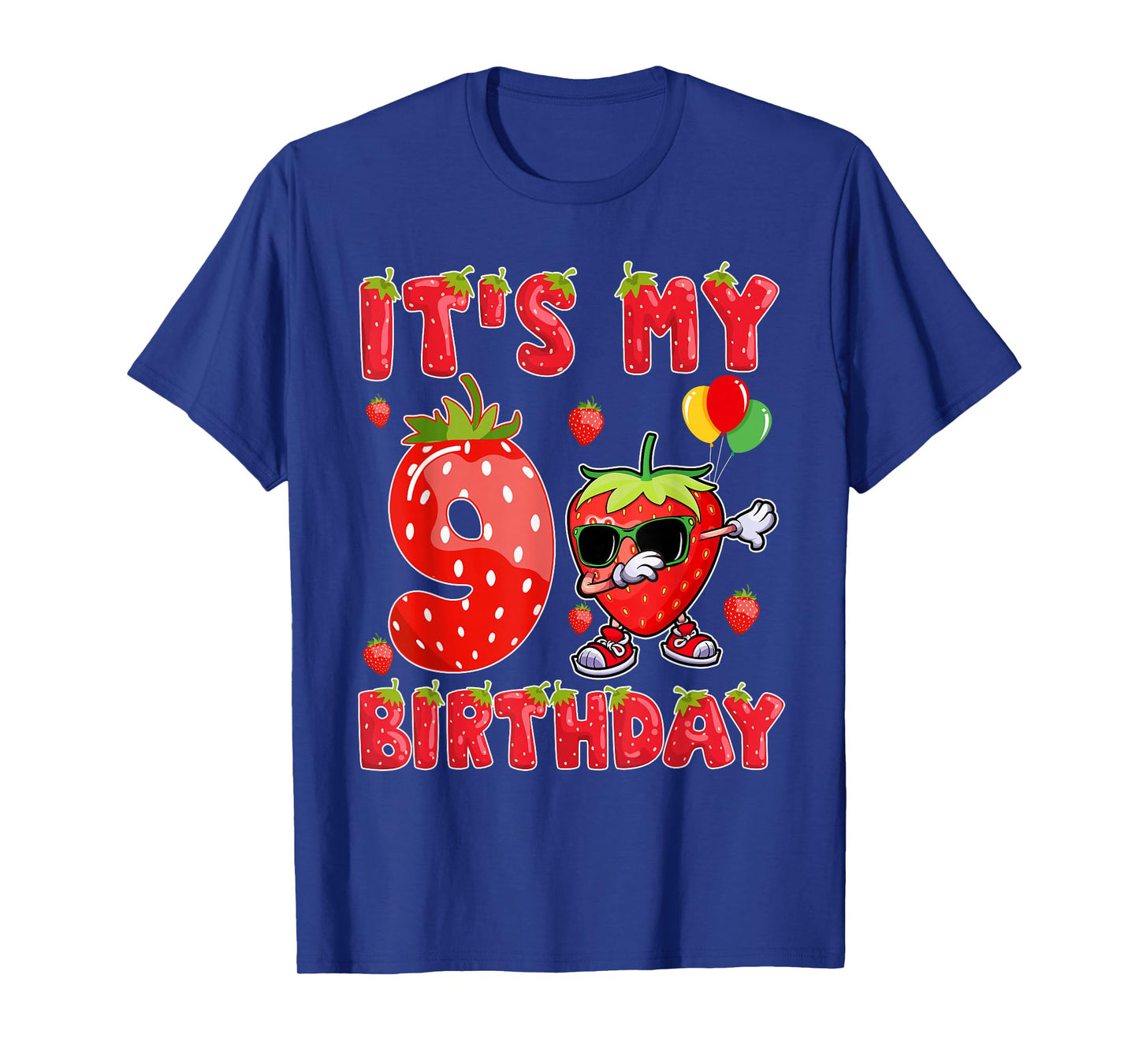 It's My 9th Birthday Girl Strawberry Theme 9 Year Old T-Shirt