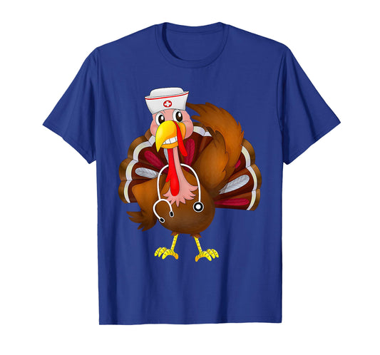 Thanksgiving Scrub Tops Women Turkey Nurse Holiday Nursing T-Shirt