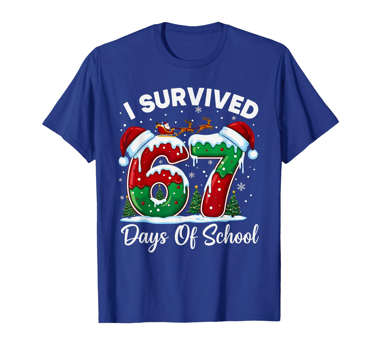 I Survived 67 Days of School Christmas Countdown Kids Boys T-Shirt