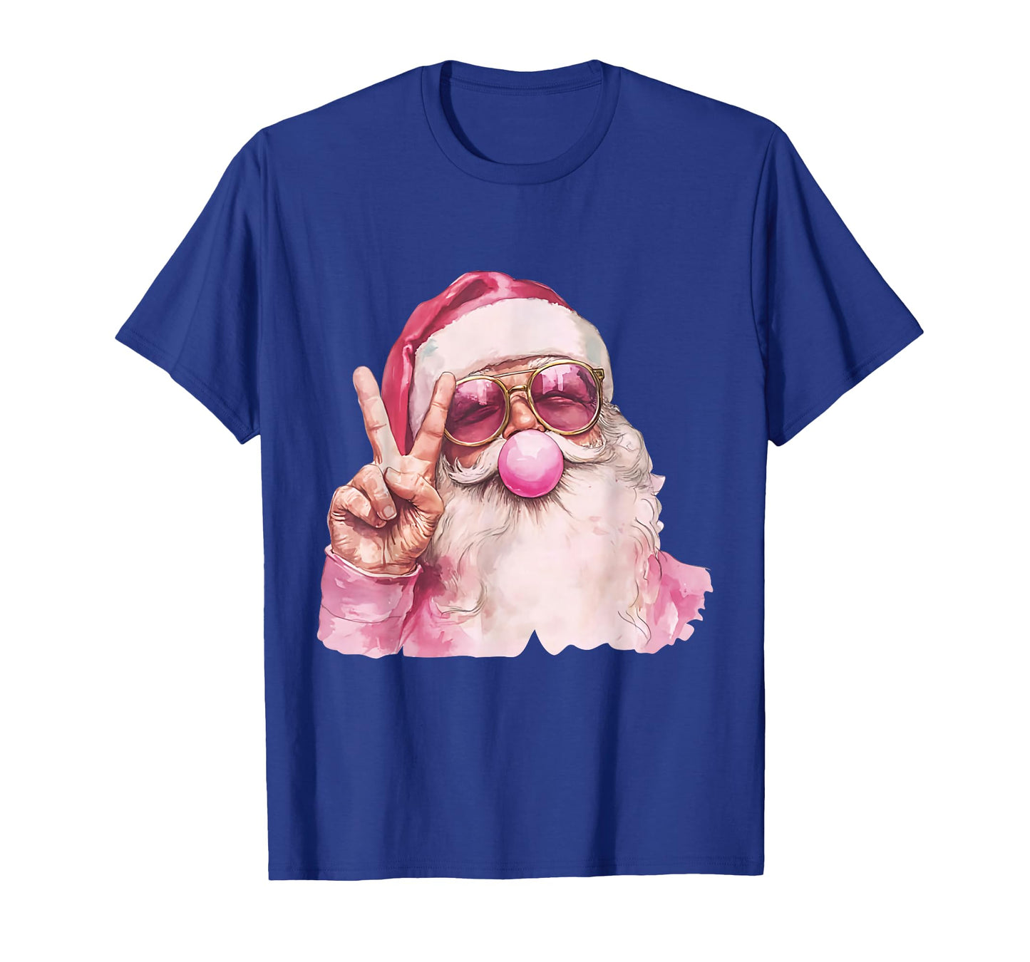 Pink Santa Peace Sign Bubblegum Christmas Vibes T-Shirt