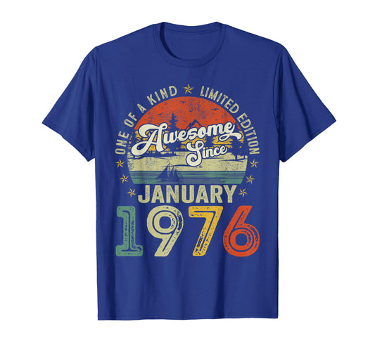 50 Year Old Vintage January 1976 Retro 50th Birthday Men Dad T-Shirt