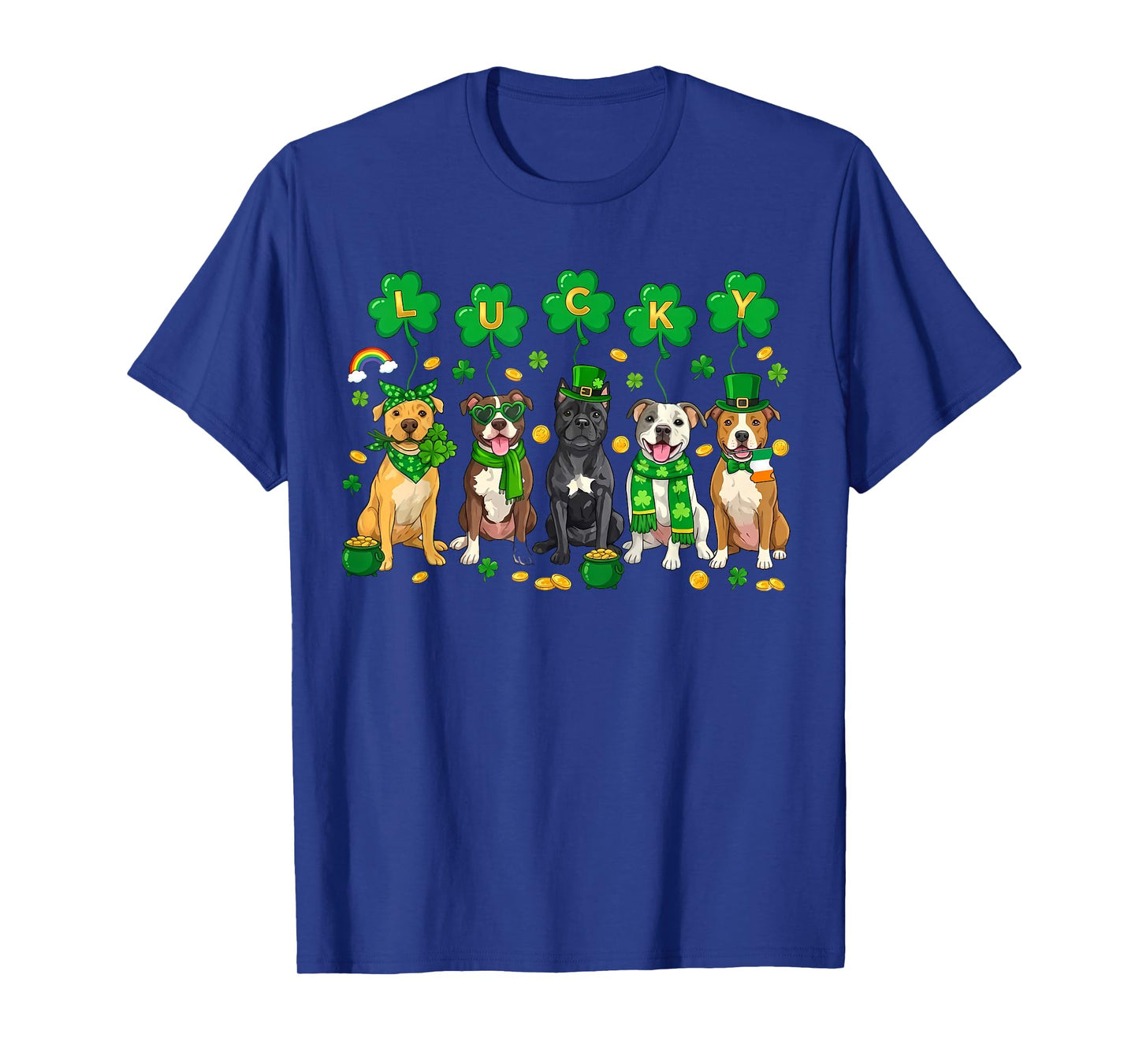 Funny Pitbull Dog St Patrick's Day Lucky Irish Dog Mom Dad T-Shirt