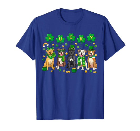 Funny Pitbull Dog St Patrick's Day Lucky Irish Dog Mom Dad T-Shirt