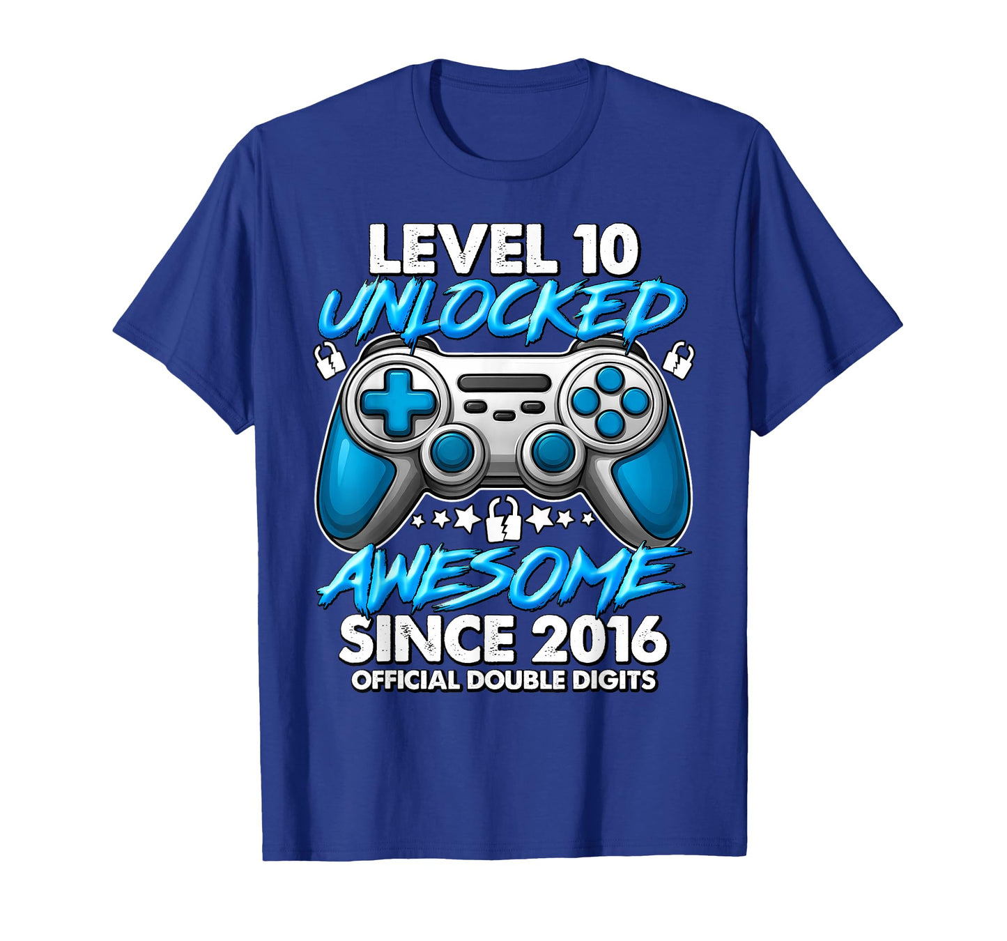 Official Double Digits Level 10 Unlocked 10th Birthday Boy T-Shirt