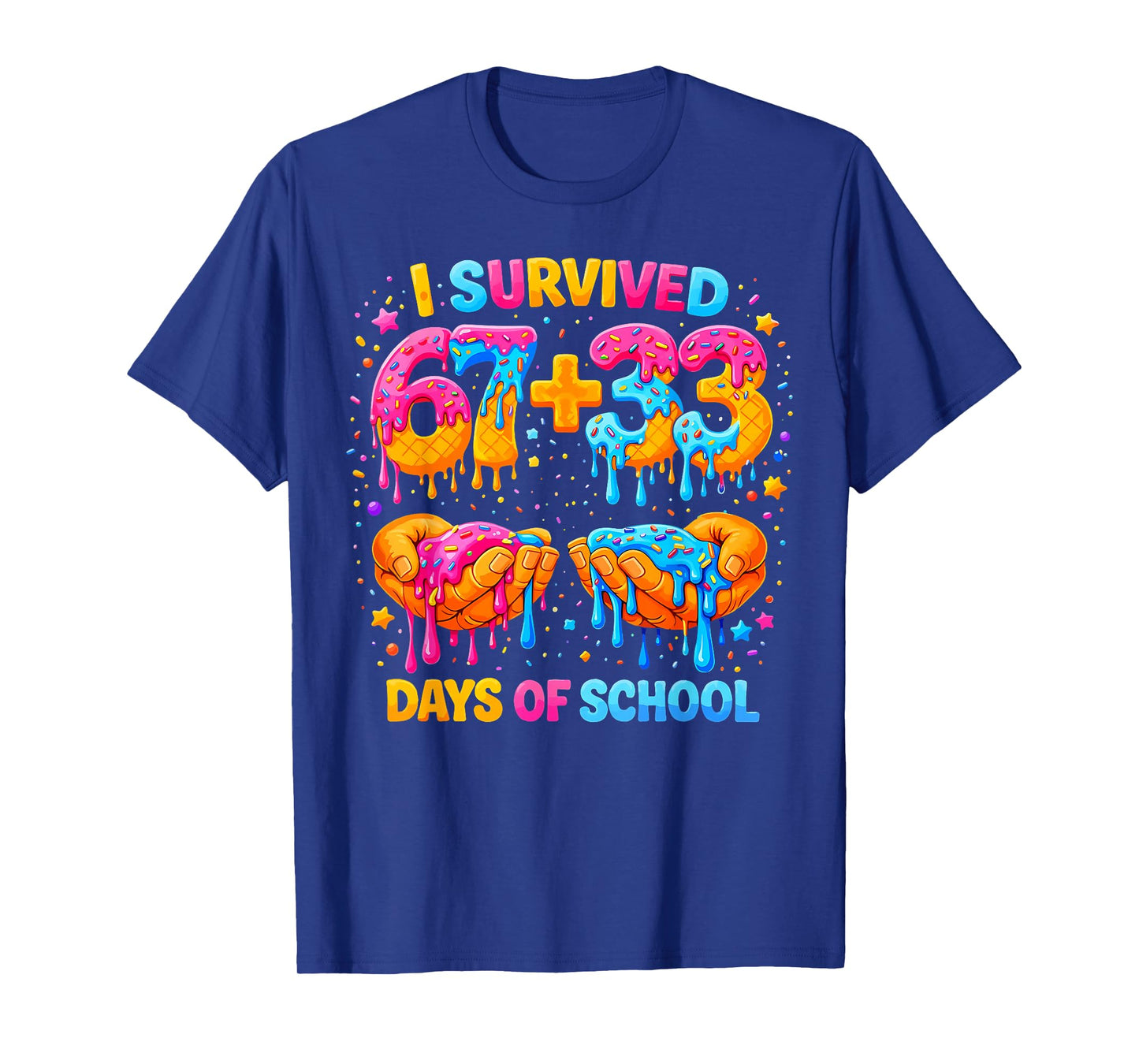 I Survived 67+33 Days of School Teacher Boys Girls 100 Days T-Shirt