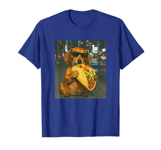 Funny Dachshund Dog Eating Taco Meme Retro T-Shirt