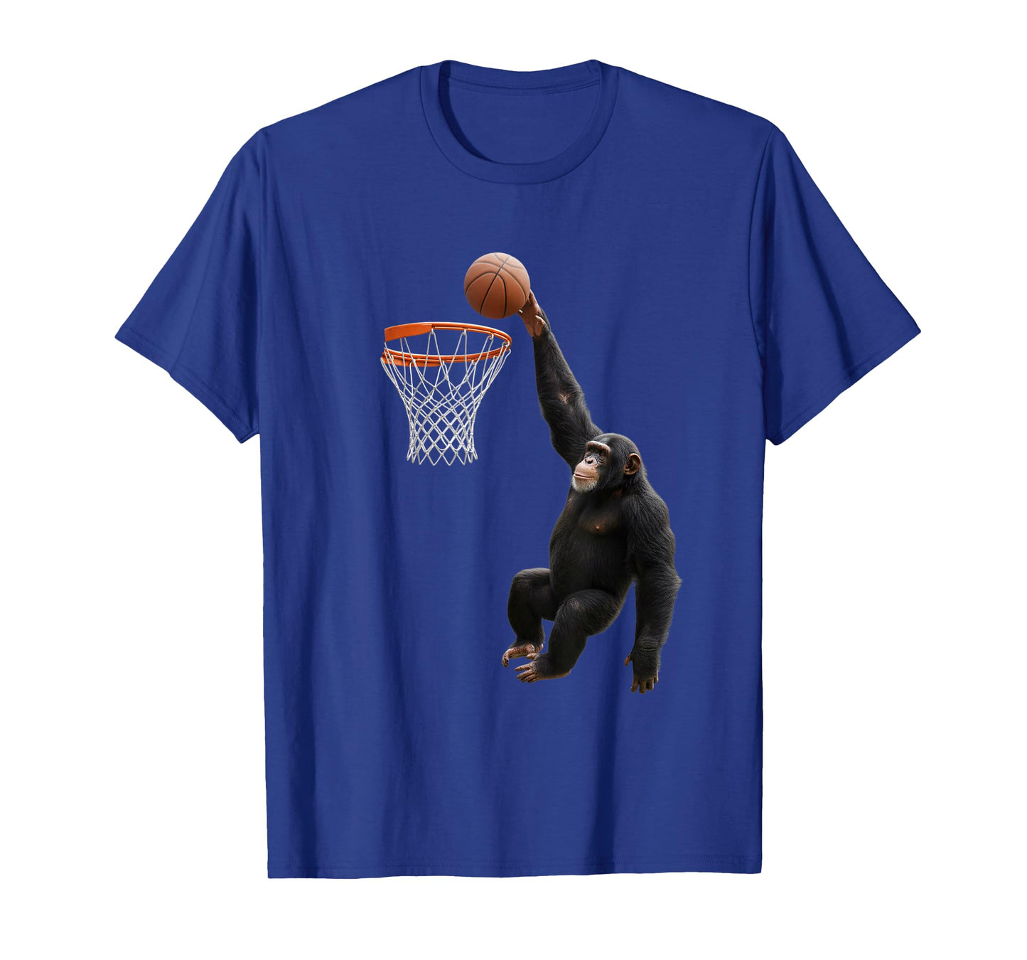 Chimpanzee Dunking Basketball Hoop Funny Jungle Animals Kids T-Shirt