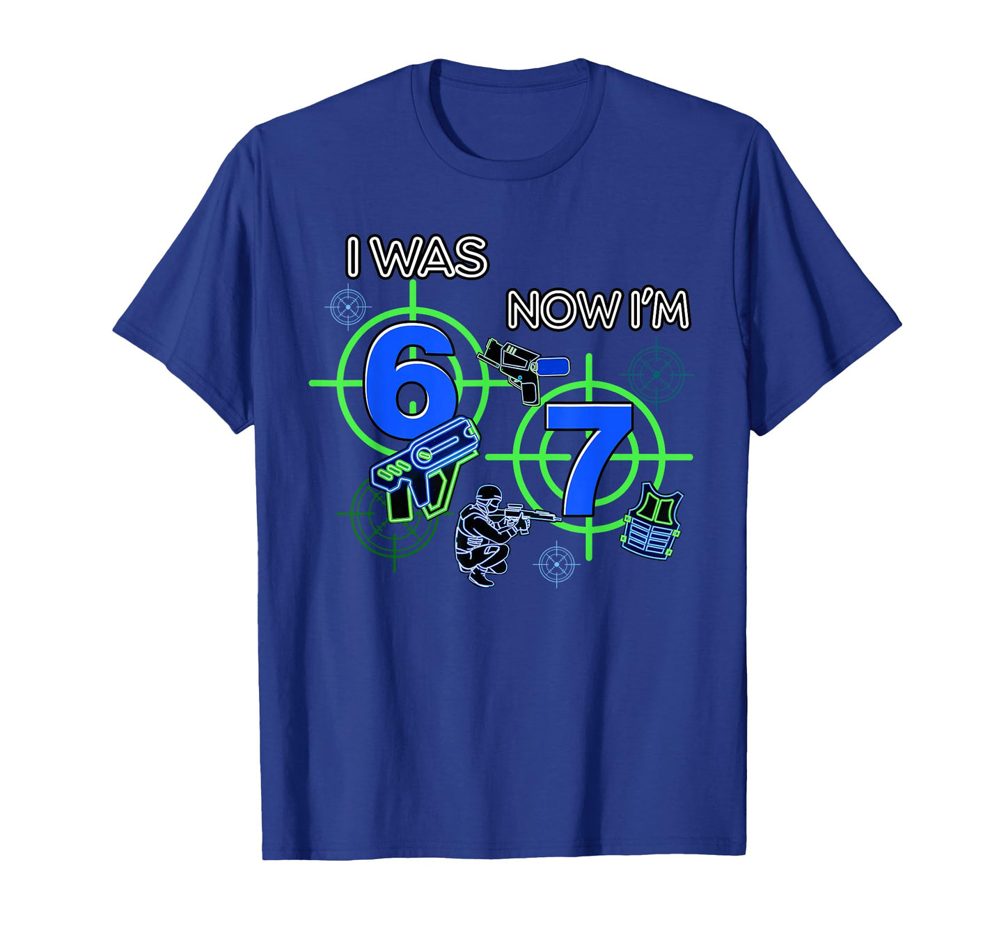 I was 6 Now I'm 7 Funny 67 Six Seven Meme Laser Tag Birthday T-Shirt