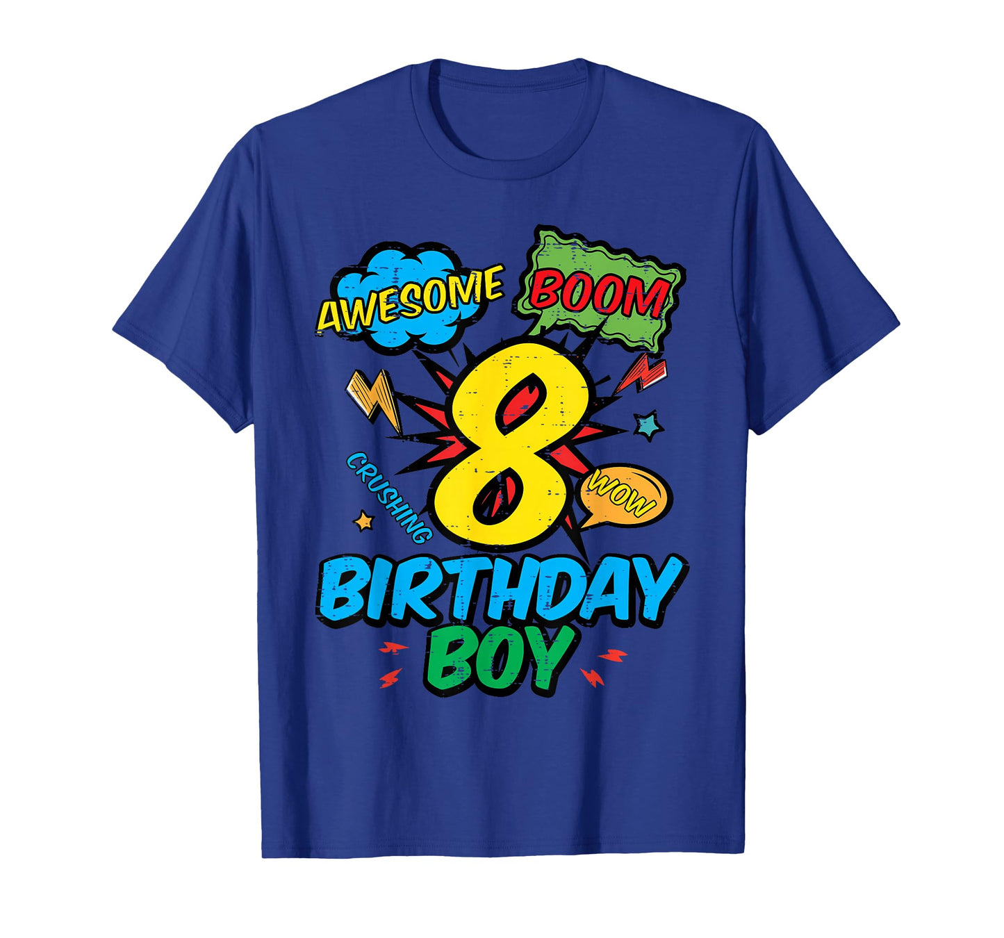 8 Birthday Boy Comic Cool 8th Bday Superhero Party Boys Kids T-Shirt