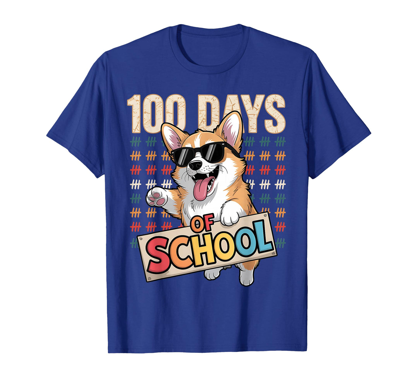 Funny 100 Days of School Corgi Dog Kids Boys Girls T-Shirt