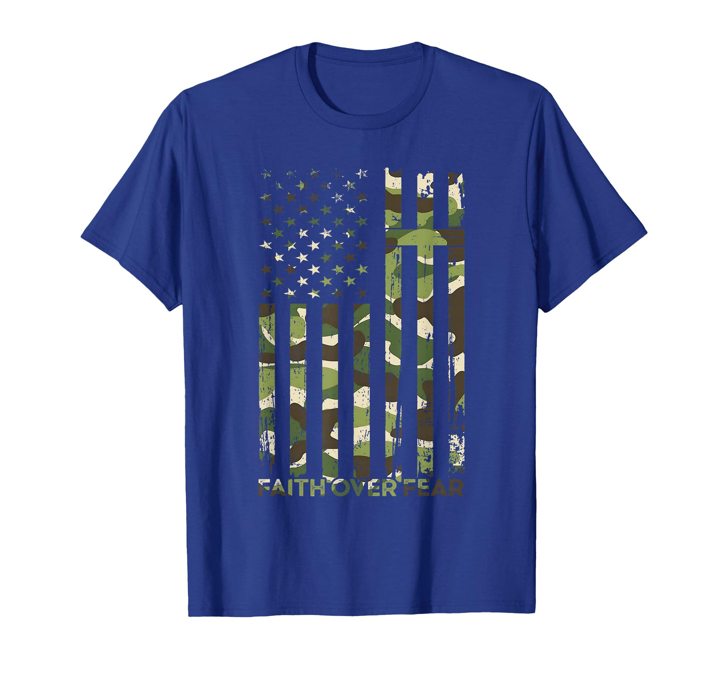Faith Over Fear USA Flag Camo Christians Jesus Religion T-Shirt