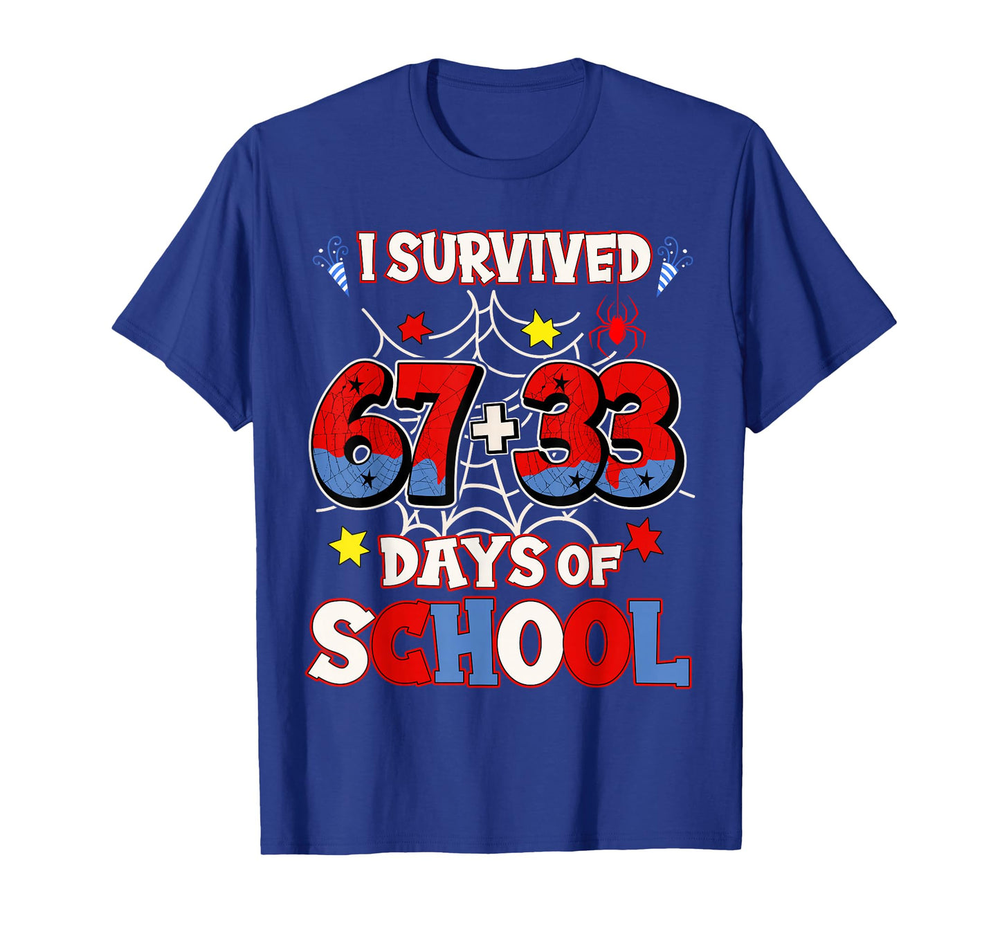 I Survived 67 + 33 Days of School 100th Day Boys Spider Web T-Shirt