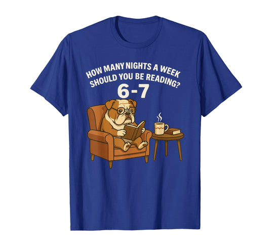 Funny English Bulldog Dog Reading Book 67 Six Seven Meme T-Shirt