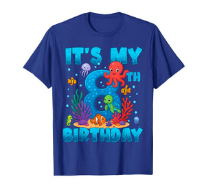 It's My 8th Birthday Sea Animals Ocean 8 Year Old Birthday T-Shirt