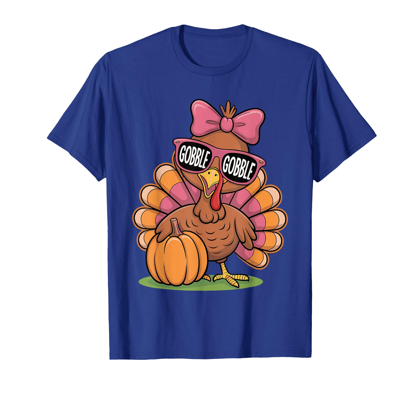 Cute Gobble Turkey Thanksgiving Girls Toddlers Bow T-Shirt