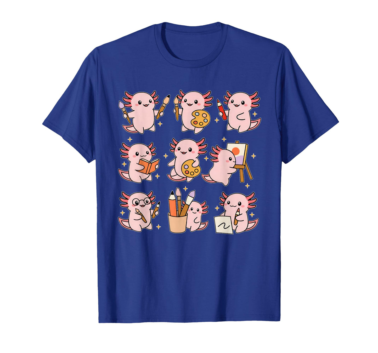 Cute Axolotl Artist Kawaii Student Painting Drawing Art T-Shirt