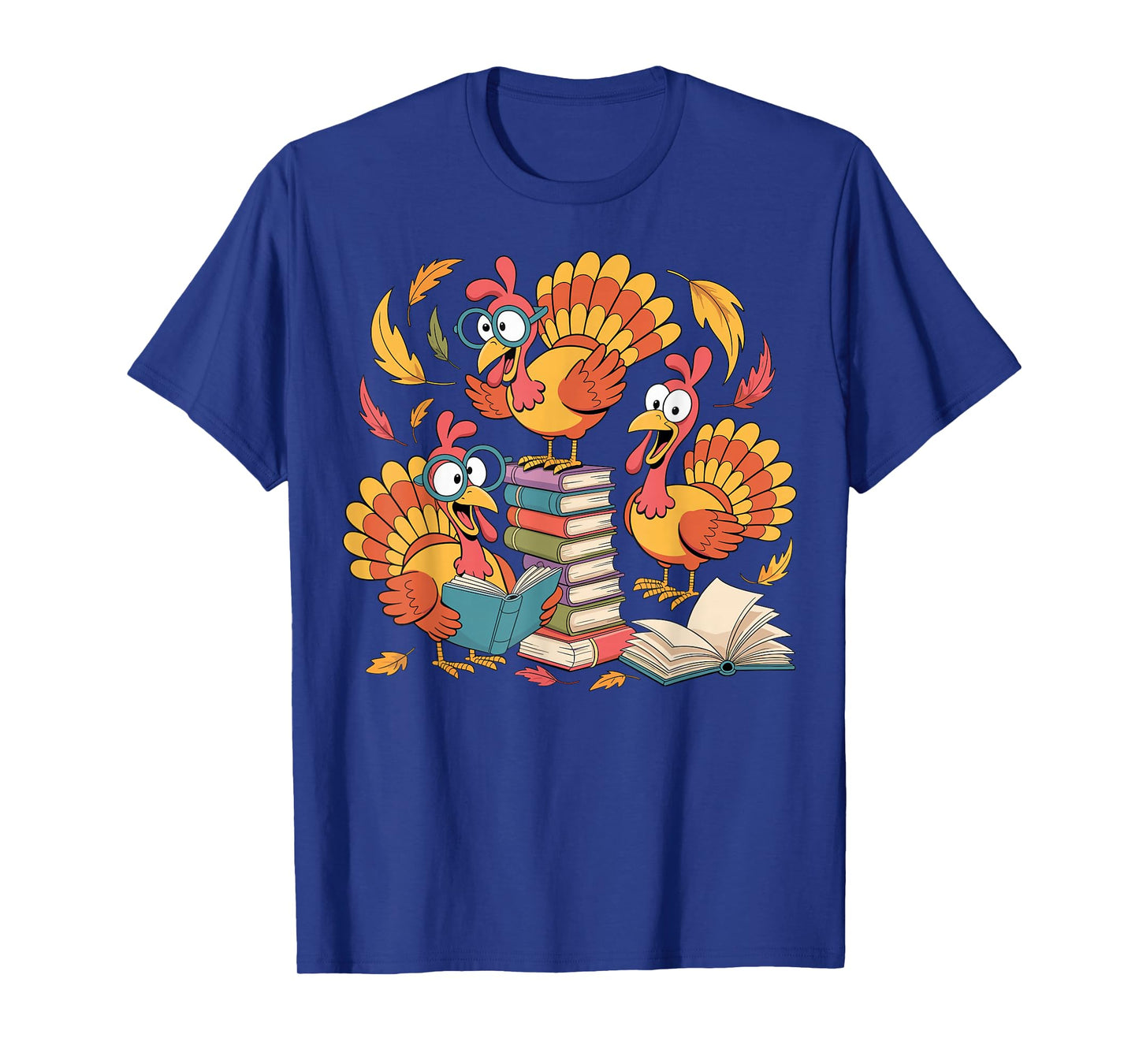 Turkey Reading Books Fall Thanksgiving Teacher Librarian T-Shirt