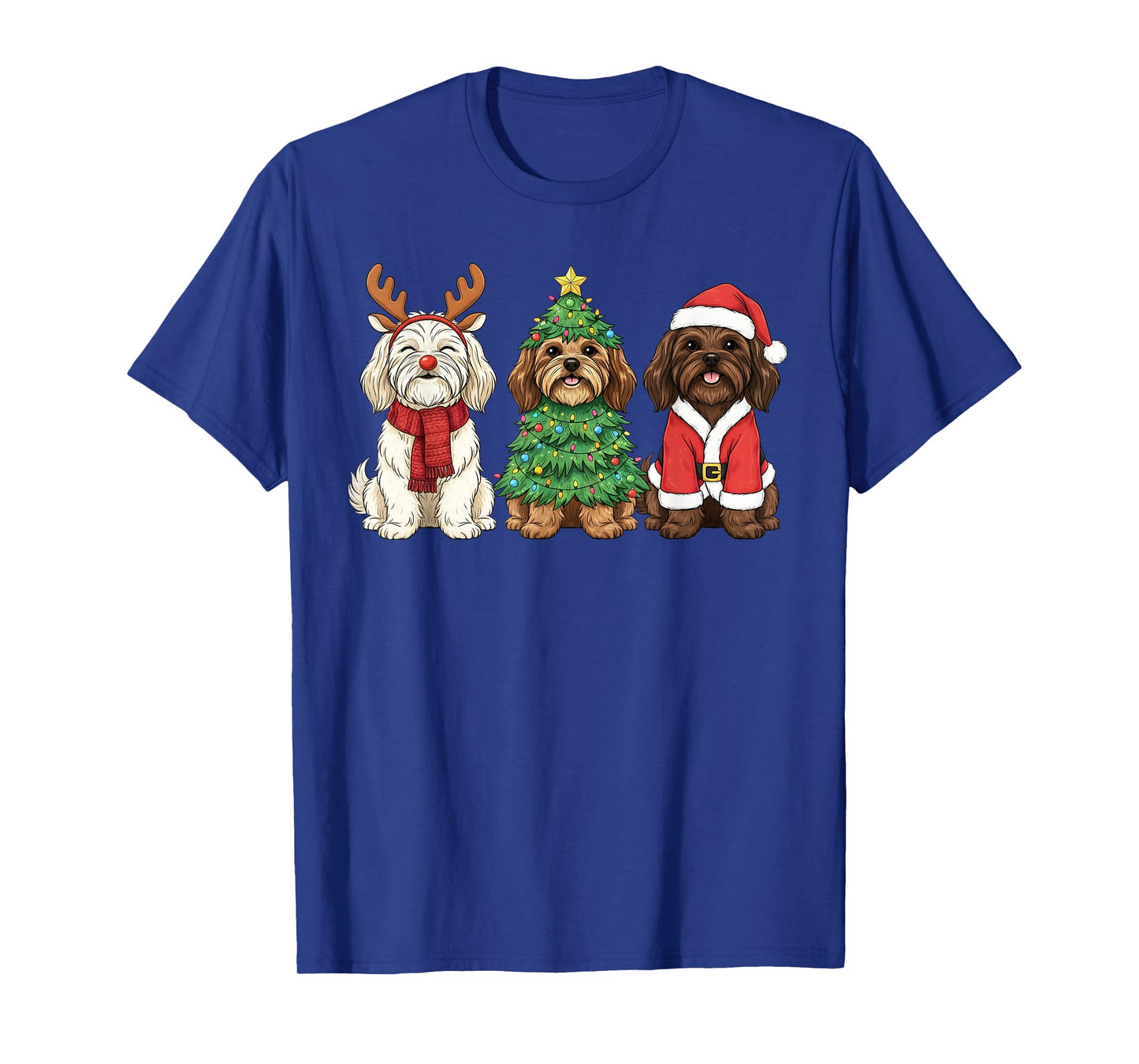 Retro Christmas Havanese Santa Reindeer Dog Lover T-Shirt