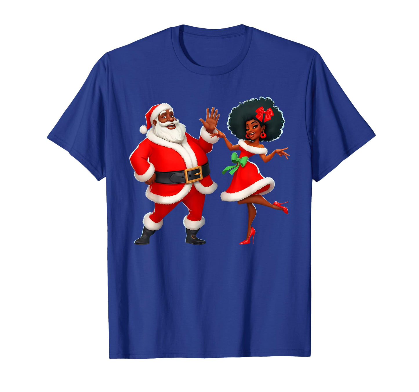Christmas Mr Santa Mrs Claus Dancing African American Xmas T-Shirt