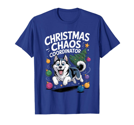 Christmas Chaos Coordinator Puppy Funny Siberian Husky T-Shirt
