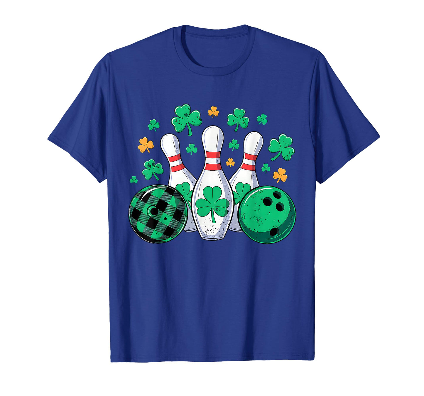 St Patricks Day Plaid Bowling Shamrock Irish Men Women Kids T-Shirt