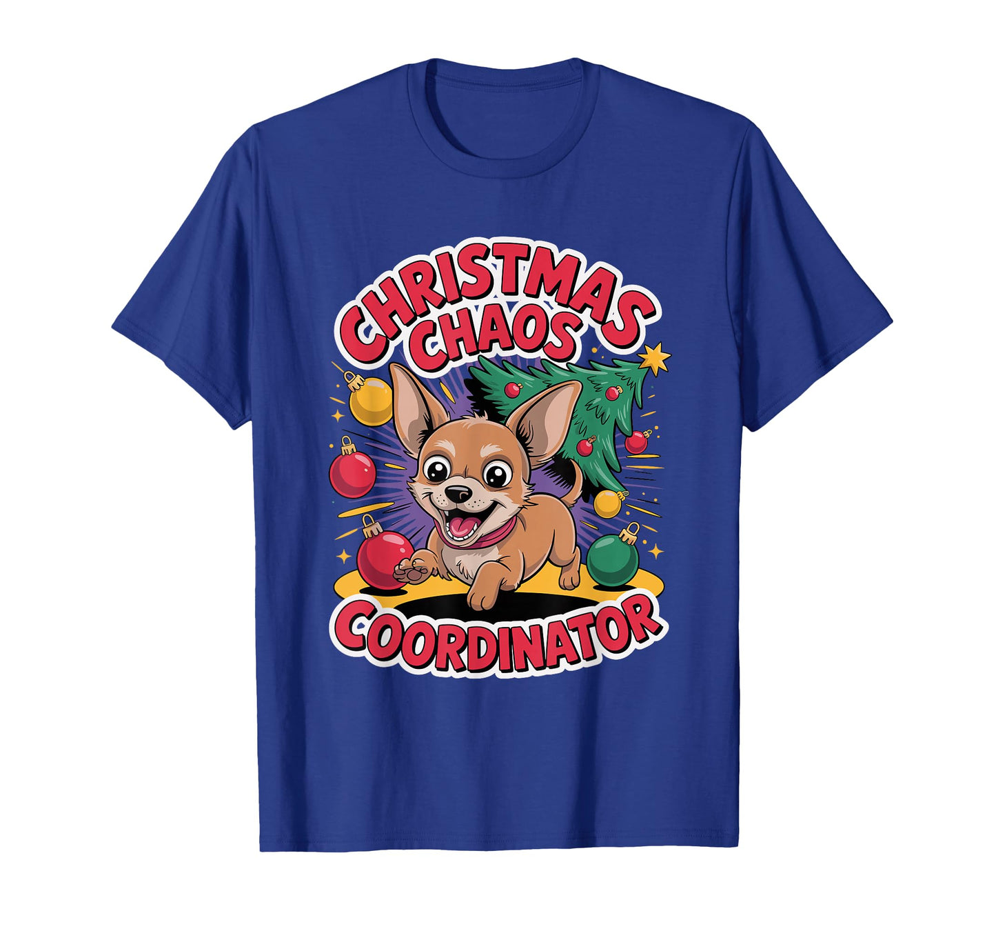 Christmas Chaos Coordinator Xmas Puppy Funny Chiweenie T-Shirt