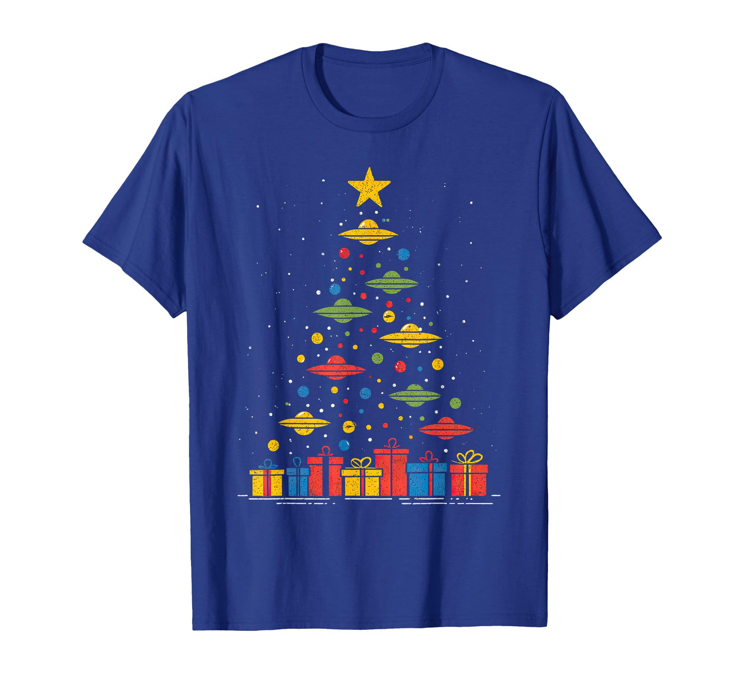 Funny UFO Christmas Tree Graphic Uap Alien Flying Saucers T-Shirt