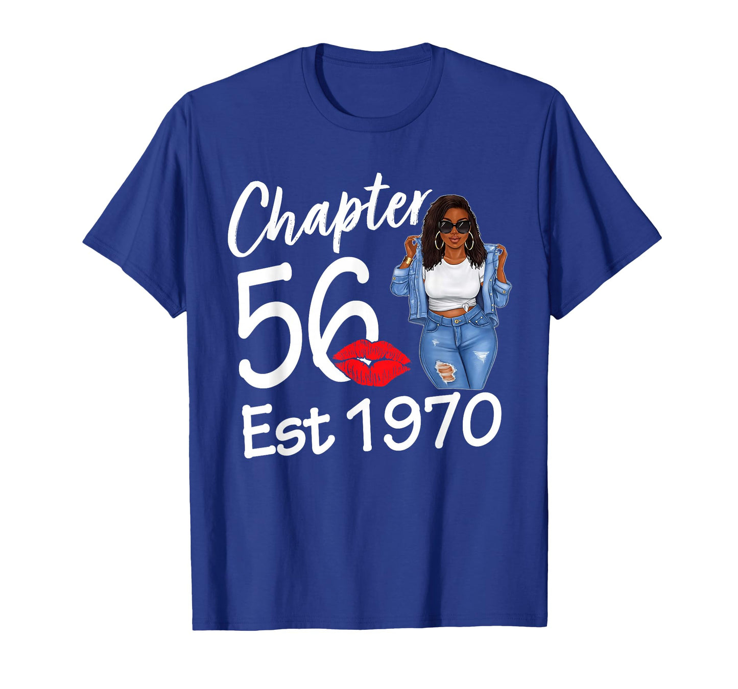 Chapter 56 Est 1970 56th Birthday Afro Black Queen T-Shirt