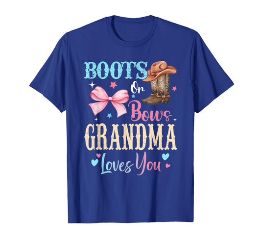 Boots or Bows Grandma Loves You Gender Reveal Family T-Shirt