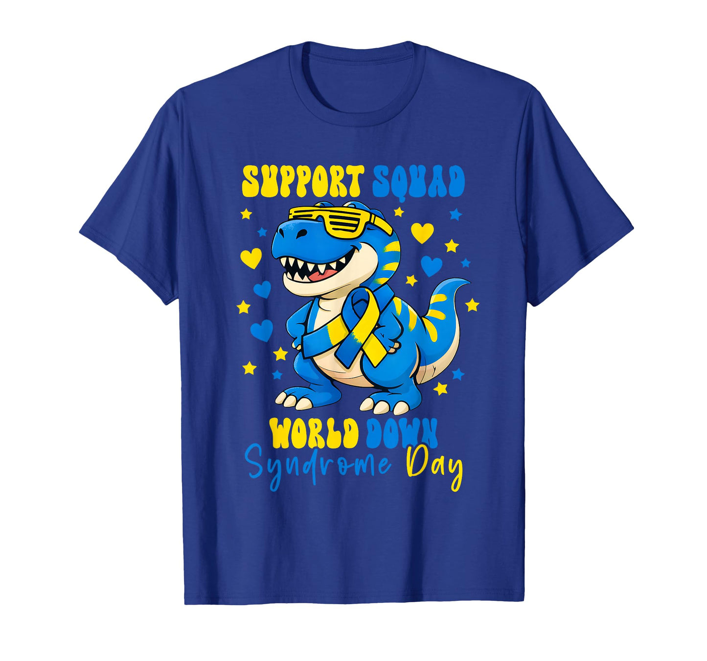 Support Squad T Rex Dinosaur World Down Syndrome Awareness T-Shirt
