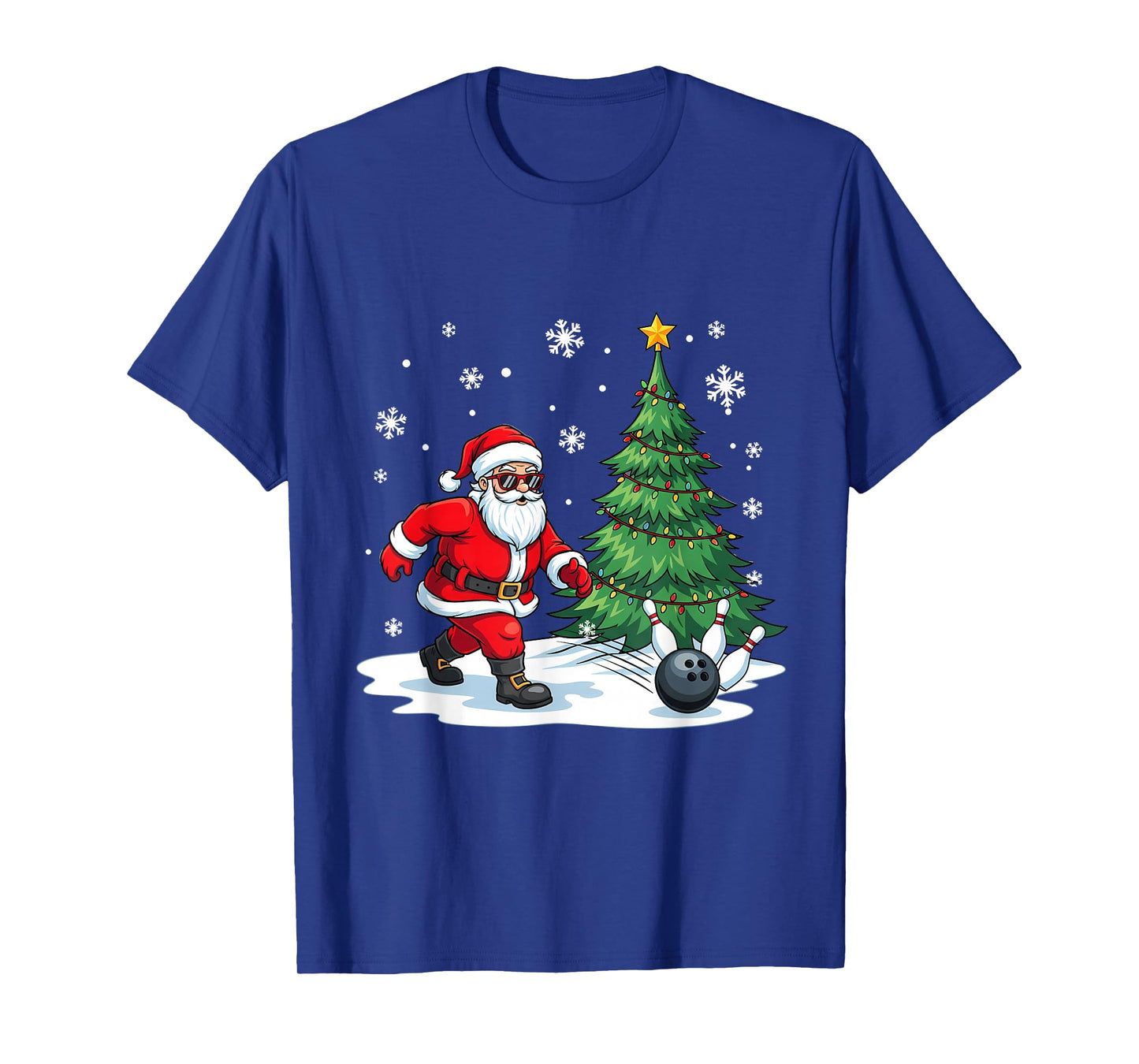 Merry Christmas Santa Playing Bowling Sport Lovers T-Shirt