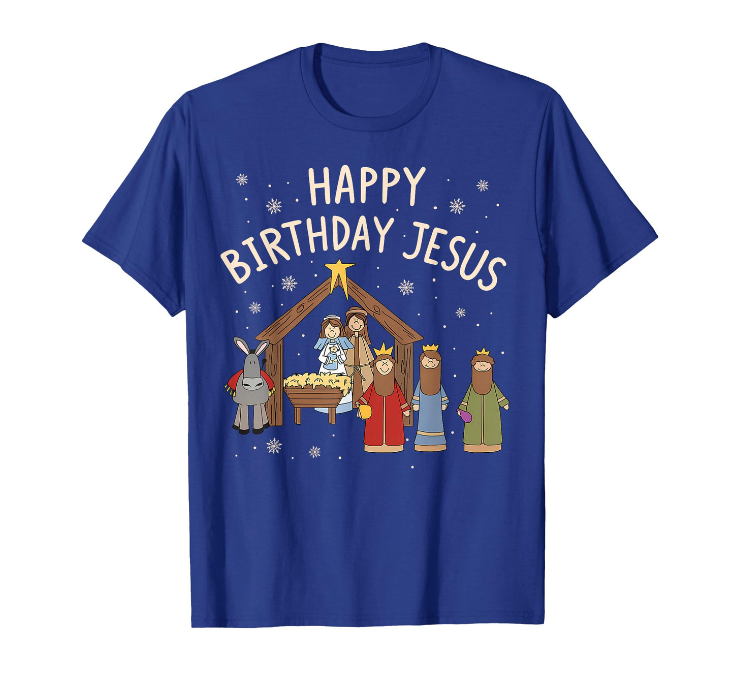 Nativity Happy Birthday Jesus Christmas Christian T-Shirt