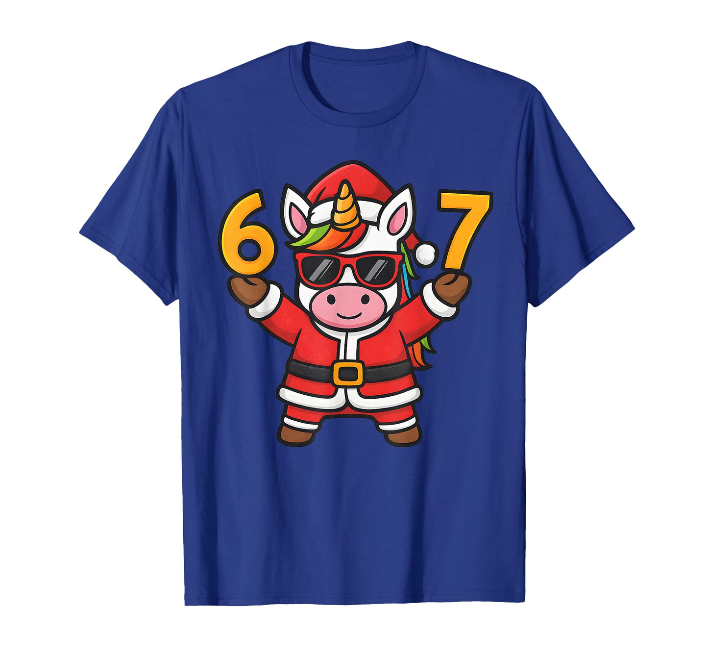 67 Christmaas Unicorn 6 7 Meme for Girls Kids Funny Xmas T-Shirt