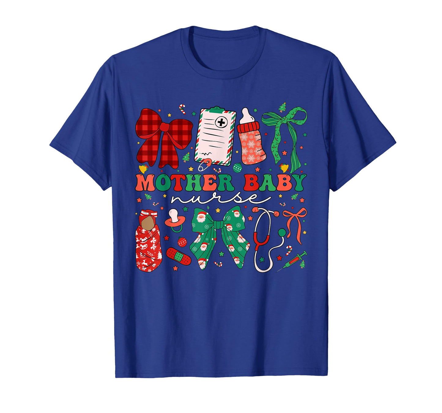 Postpartum Xmas Coquette Mother Baby Nurse Christmas T-Shirt