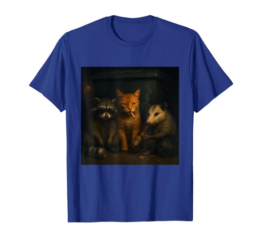 Cat Smoking Cigarette Racoon Opossum Funny Meme Cat T-Shirt