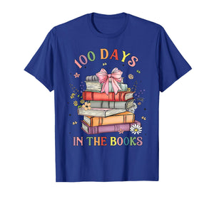 100 Days in The Books Reading Teacher 100th Day of School T-Shirt