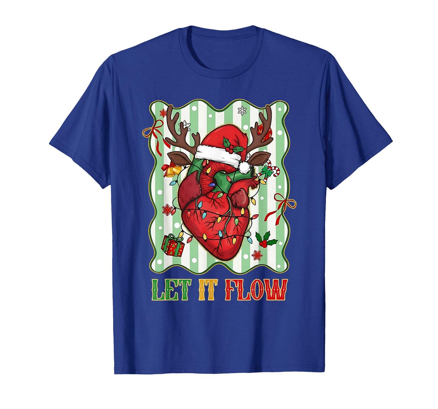 Funny Let It Flow Anatomy Heart Cardiac Nurse Santa Hat Xmas T-Shirt