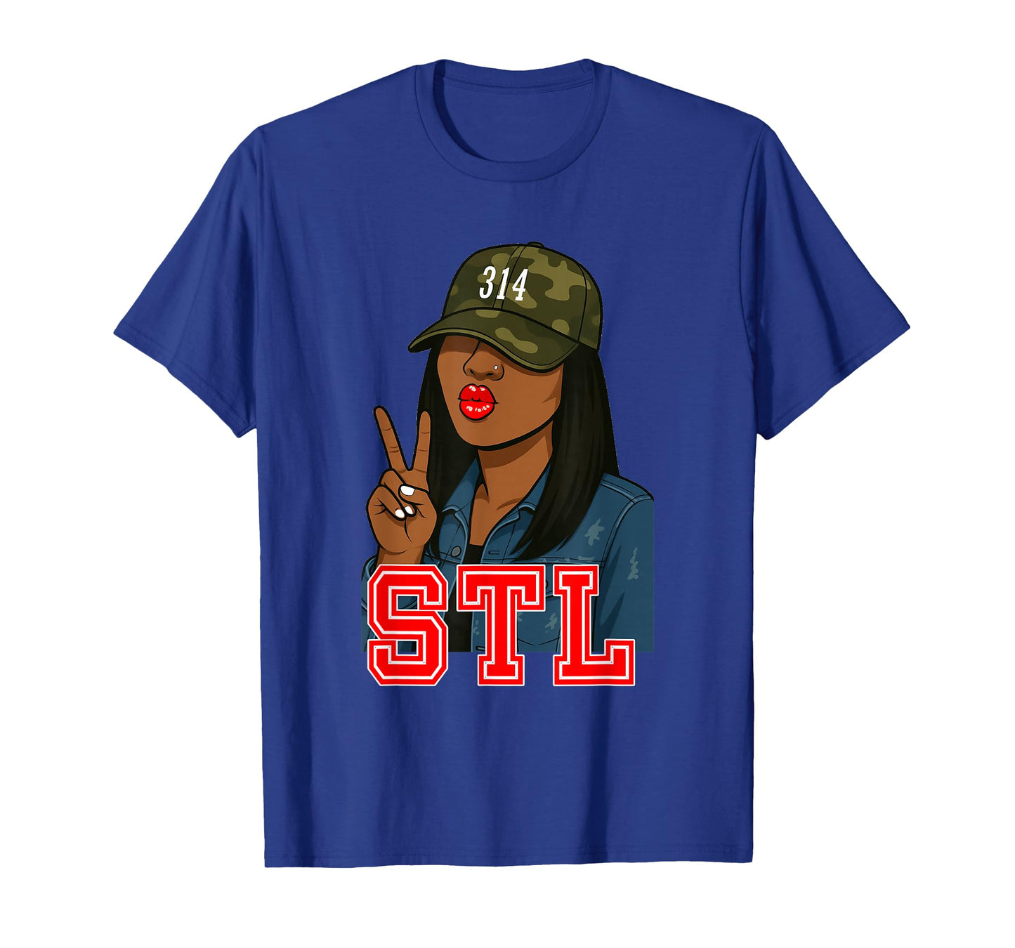 STL 314 Hat Camo Black Woman St. Louis T-Shirt