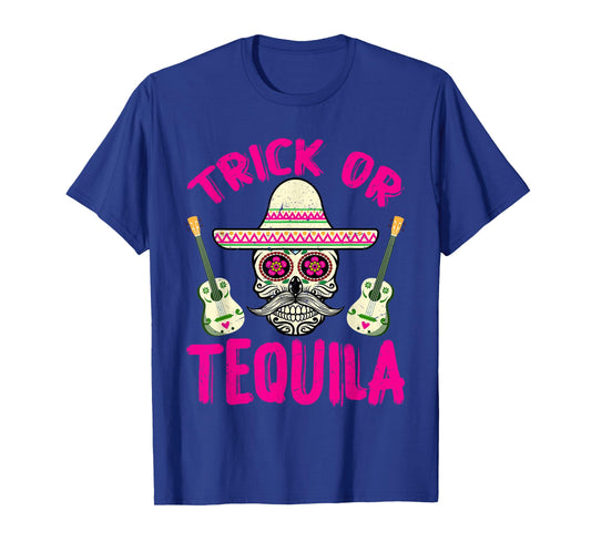 Trick or Tequila Bartender Men Women Funny Halloween Costume T-Shirt