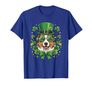 St Patricks Day Australian Shepherd Dog Leprechaun Hat T-Shirt