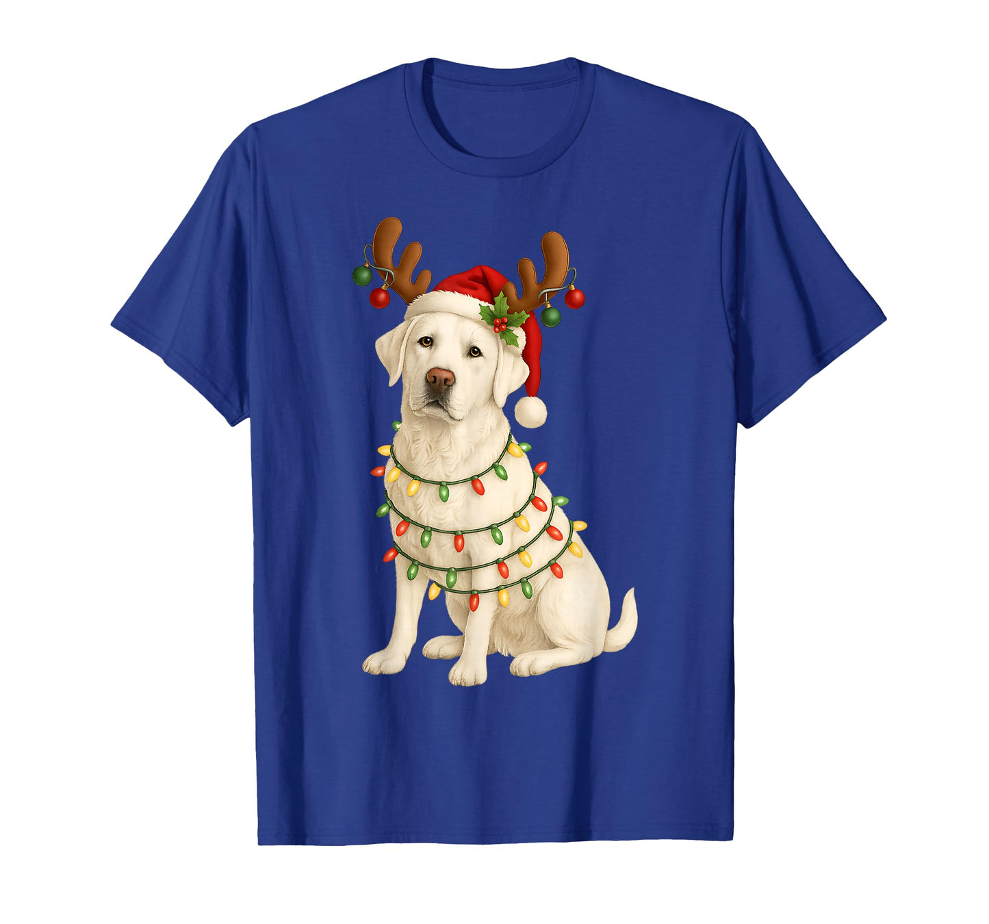White Lab Christmas Tree Light Pajama Labrador Dog T-Shirt