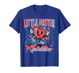Retro Checkered Little Mister Valentine Skating Heart Boys T-Shirt