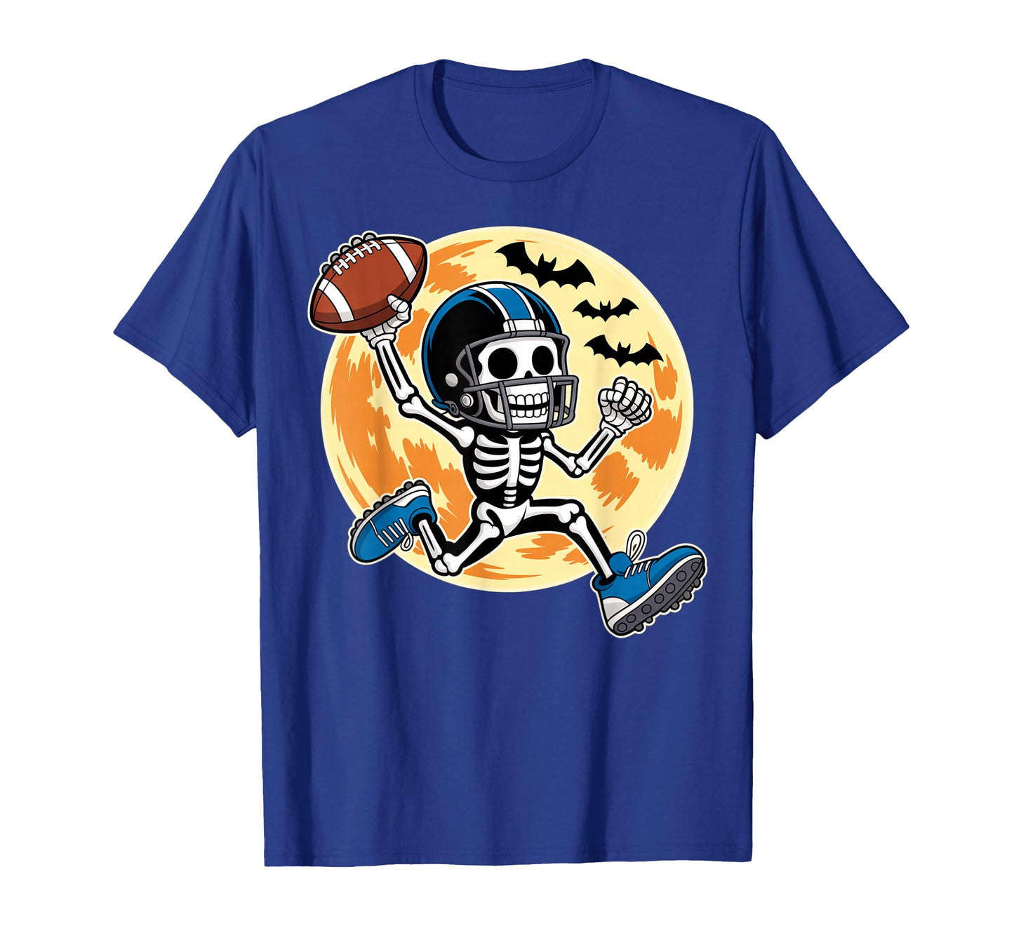 Halloween Skeleton Player Football Spooky for Teens Boys Men T-Shirt