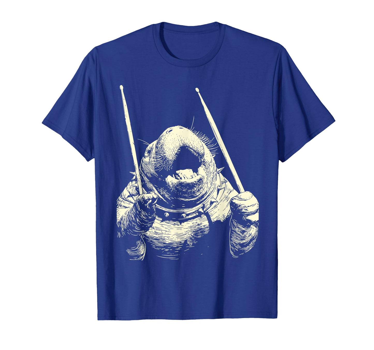 Manatee Playing Drums Funny Musician Animal Drummer Punk T-Shirt
